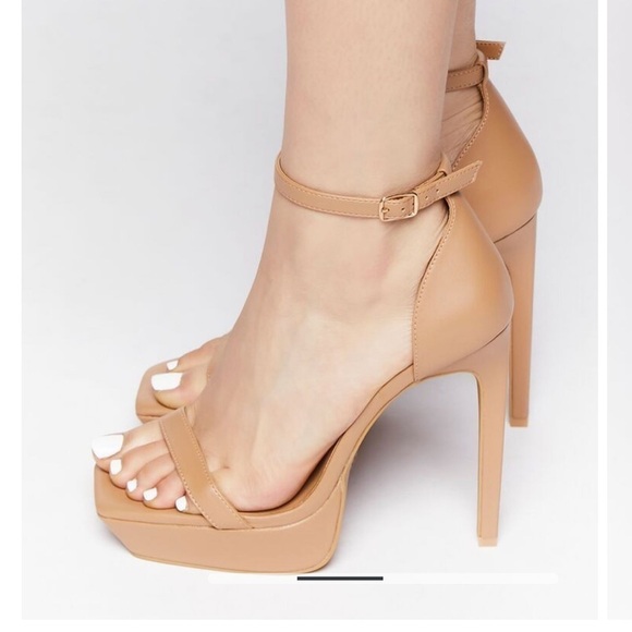 NWT F21 Nude Open Toe Platform Stiletto High Heels Size 8 - Picture 1 of 10